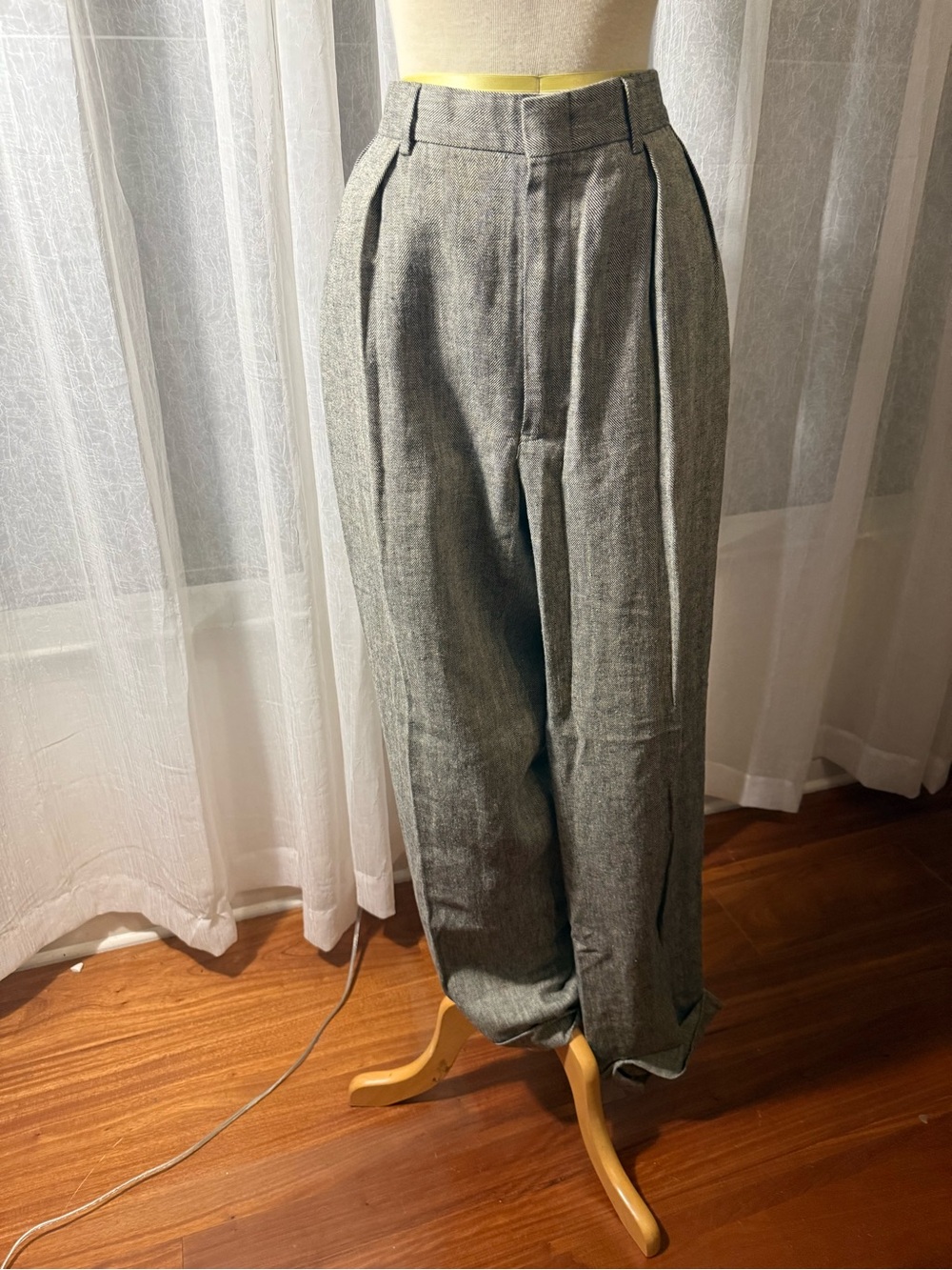 Polo by Ralph Lauren Gray Pleated High-Waist Wide-Leg Pants